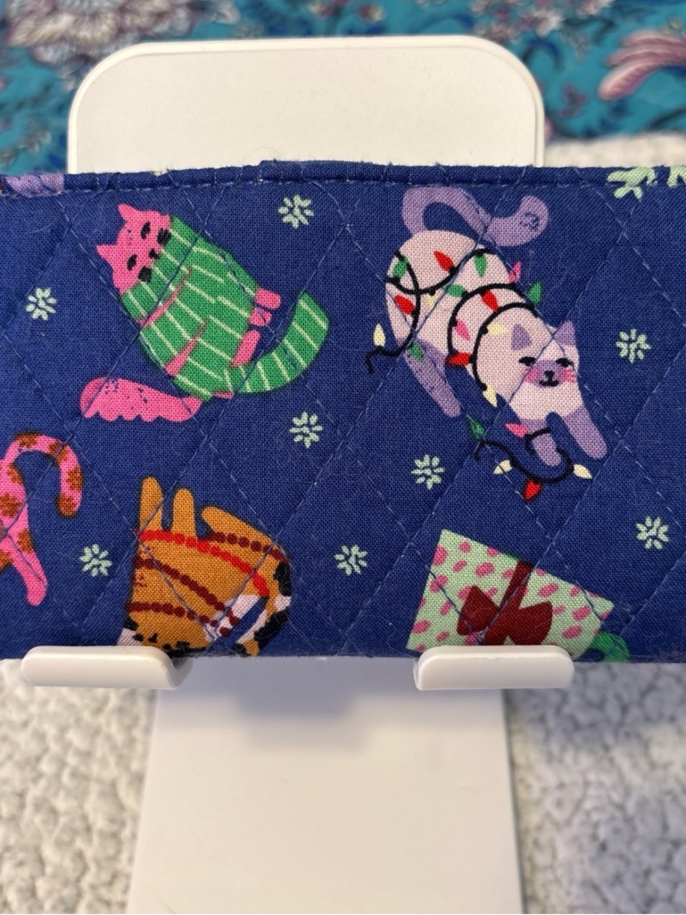 Vera Bradley Quilted Navy Cat Print wallet - Festive Cats